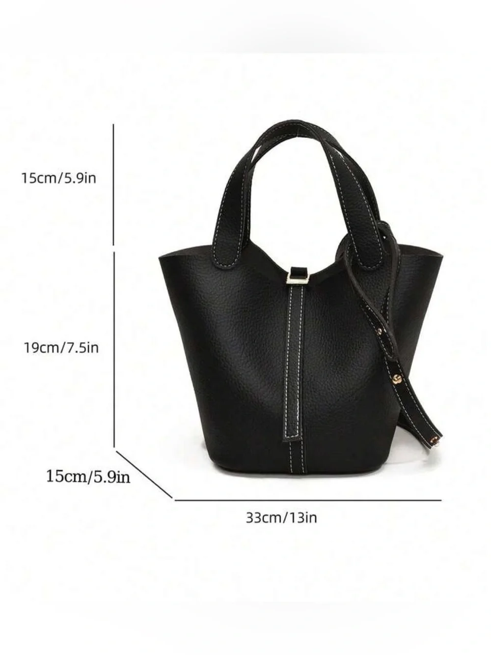 Black Casual Shoulder/Handbag Removable Straps w/ Inner Zip Bag Classic Style - Picture 3 of 6